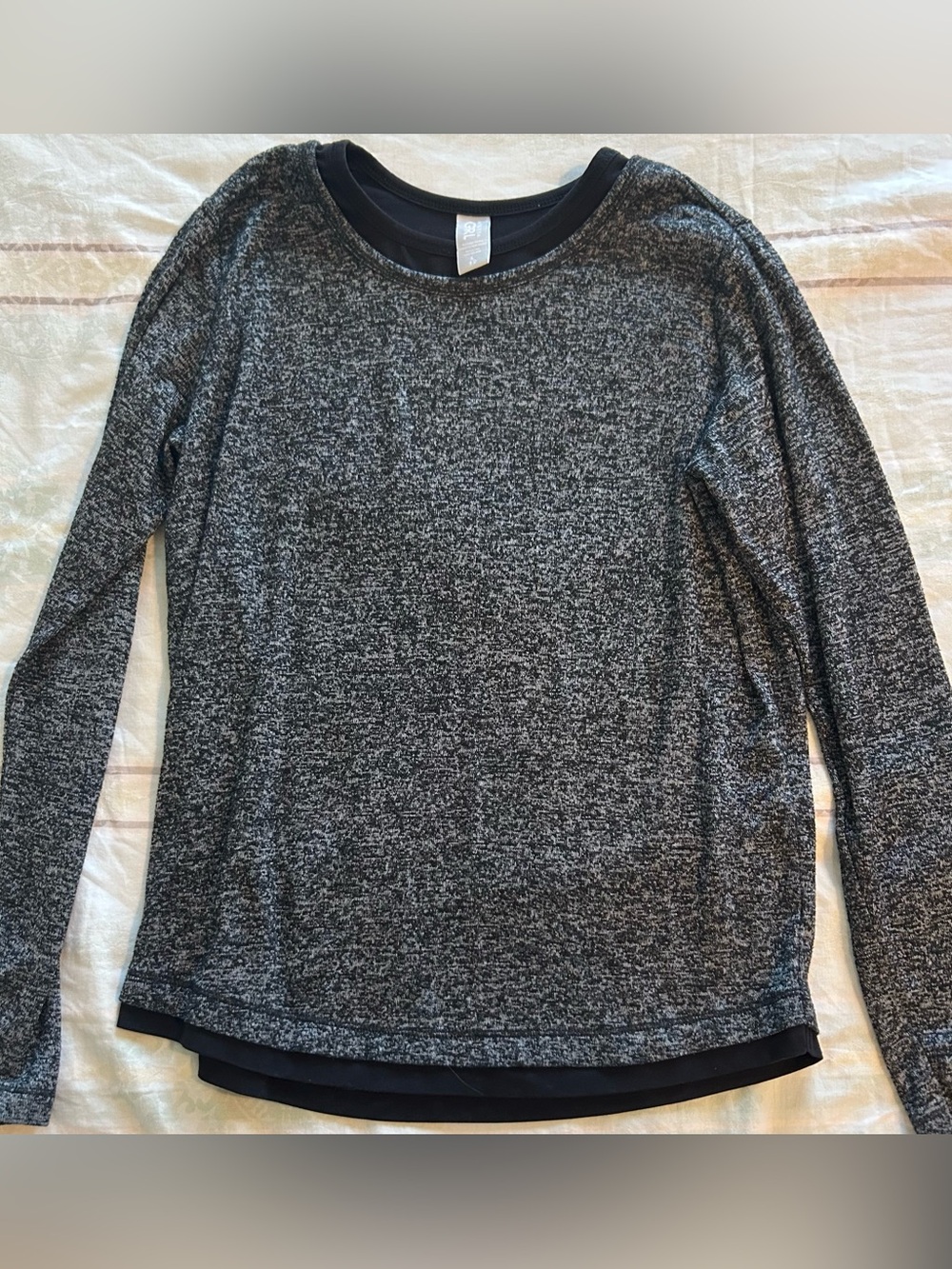 Athleta Girl Heathered Black-Gray Crewneck Sweater 12
